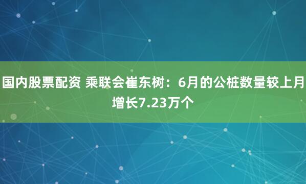 国内股票配资 乘联会崔东树：6月的公桩数量较上月增长7.23万个